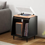 Rresyet End Table, Side Table with Adjustable Divided Shelves, Wooden Storage Cabinet,Side Table with Storage for Living Room and Bedroom (Black, 1 Pieces)