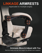 Big and Tall Gaming Chair with Massage and Footrest, Ergonomic High Back PU Leather Computer Office Chair for Heavy Adults, Supports 350LBS, Modern Ivory