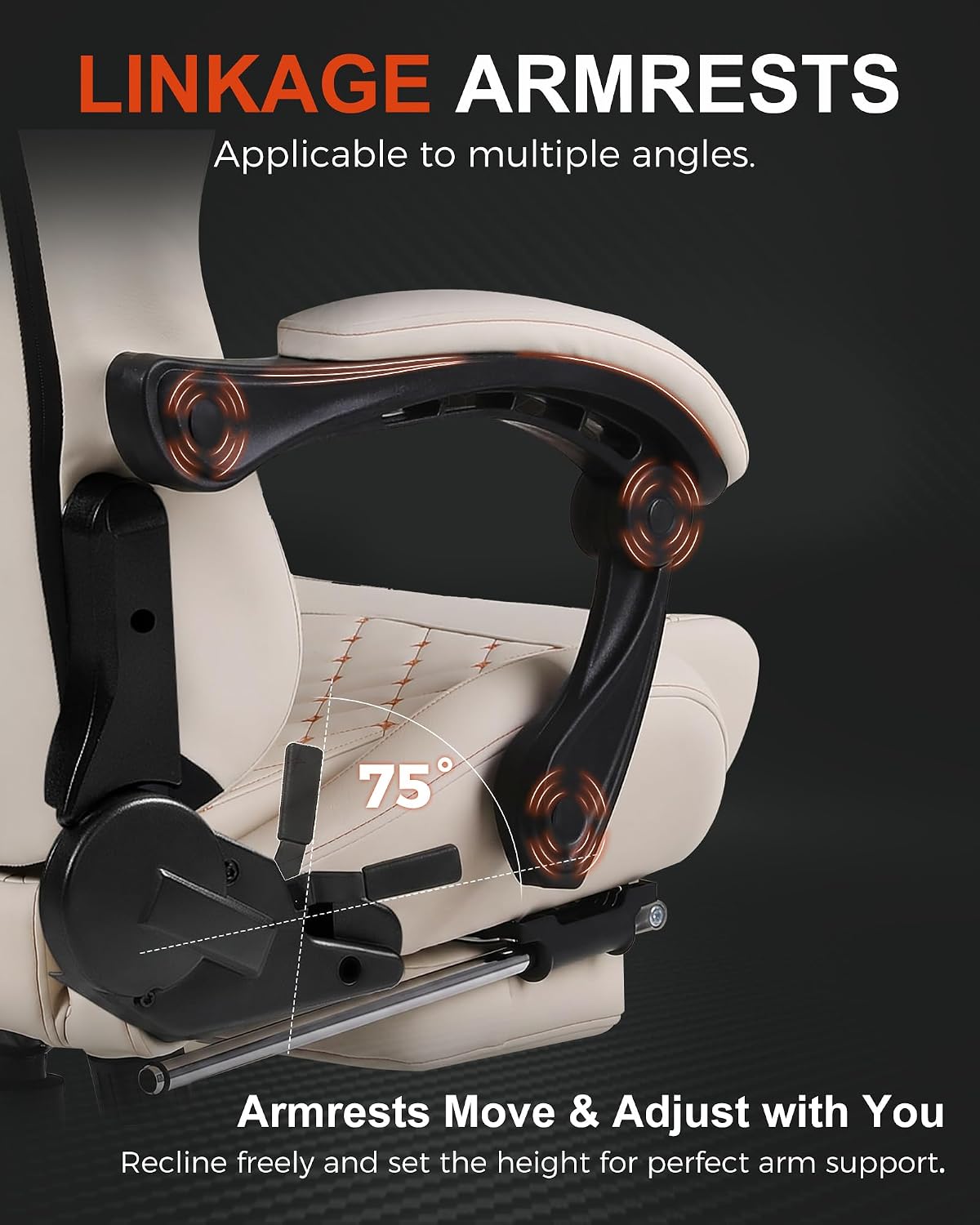 Big and Tall Gaming Chair with Massage and Footrest, Ergonomic High Back PU Leather Computer Office Chair for Heavy Adults, Supports 350LBS, Modern Ivory