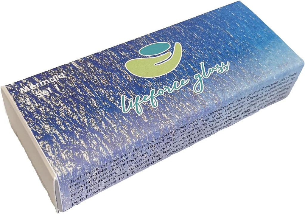 The Mermaid's Message I, Frosted Sea Glass Stones, Six Inspiring Words in Beach Colors, by Lifeforce Glass.