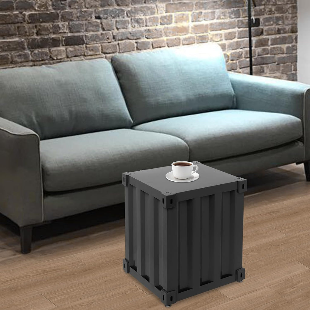 Side Table, Industrial Style Container Cabinet Iron Bedside Table with Combination Lock, Multifunctional Iron End Table Nightstand for Bedroom Living Room Storage Cabinet