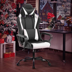 Gaming Chair Office Chair High-Back Ergonomic Video Game Chairs for Kids Teen Adult Height Adjustable Reclining Computer Chair with Lumbar Support Armrest Headrest Game Chair - White