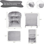 5PCS Glider Rocker Replacement Cushions Set with Ottoman Cushion | Glider Rocking Chair Pads with Side Storage Pockets, Velvet Fabric, Washable & Non Slip, for Indoor Nursery, Grey