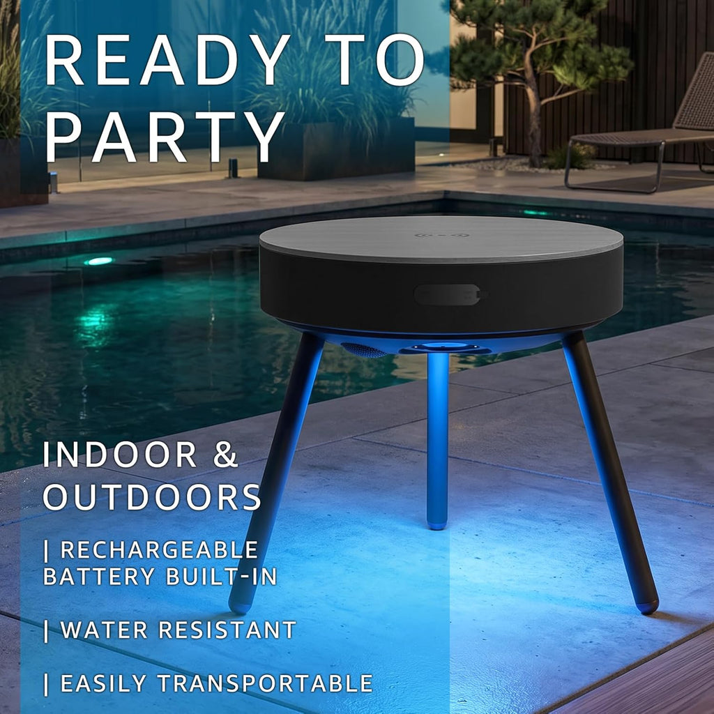 Smart Round Side Table with Charging and Smart Round Coffee Table - in Sound System, Modern Bedside Table for Nursery and Bedroom, Nightstands with Charging Station