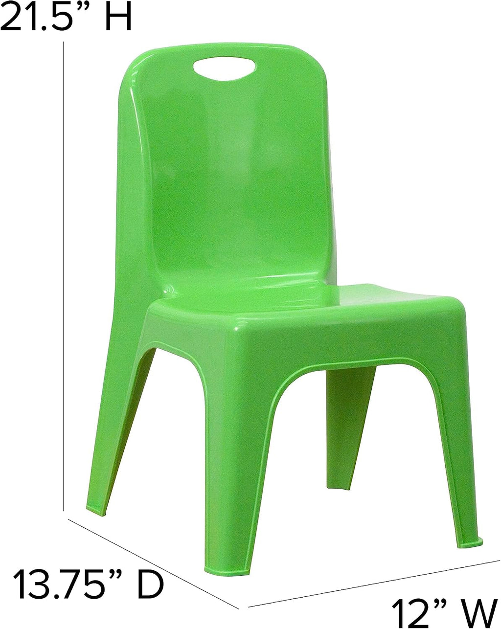 Flash Furniture 2 Pack Green Plastic Stackable School Chair with Carrying Handle and 11" Seat Height