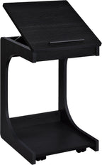 Coaster Home Furnishings - Ralston - Wood - C-Shaped Lift-Top Side Table with Sculpted Frame, Lower Open Shelf, and Black Casters - Living Room - 25.5-Inch - Black Finish - 930290