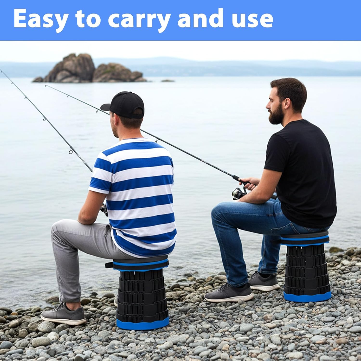 2 PCS Telescopic Stool Cushion, 9.8 Inch Retractable Folding Stool Cushions Round Memory Foam Cushions for Retractable Camping Stools with Elastic Strap for Picnics, Camping and Fishing-Only Cushion