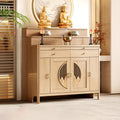 Personal Shrine Altar Table with Storage, Buddha Niche Chinese Cabinet, Pooja Mandir Cabinet for Incense & Offerings (Light Brown, 126cm/49.6in)