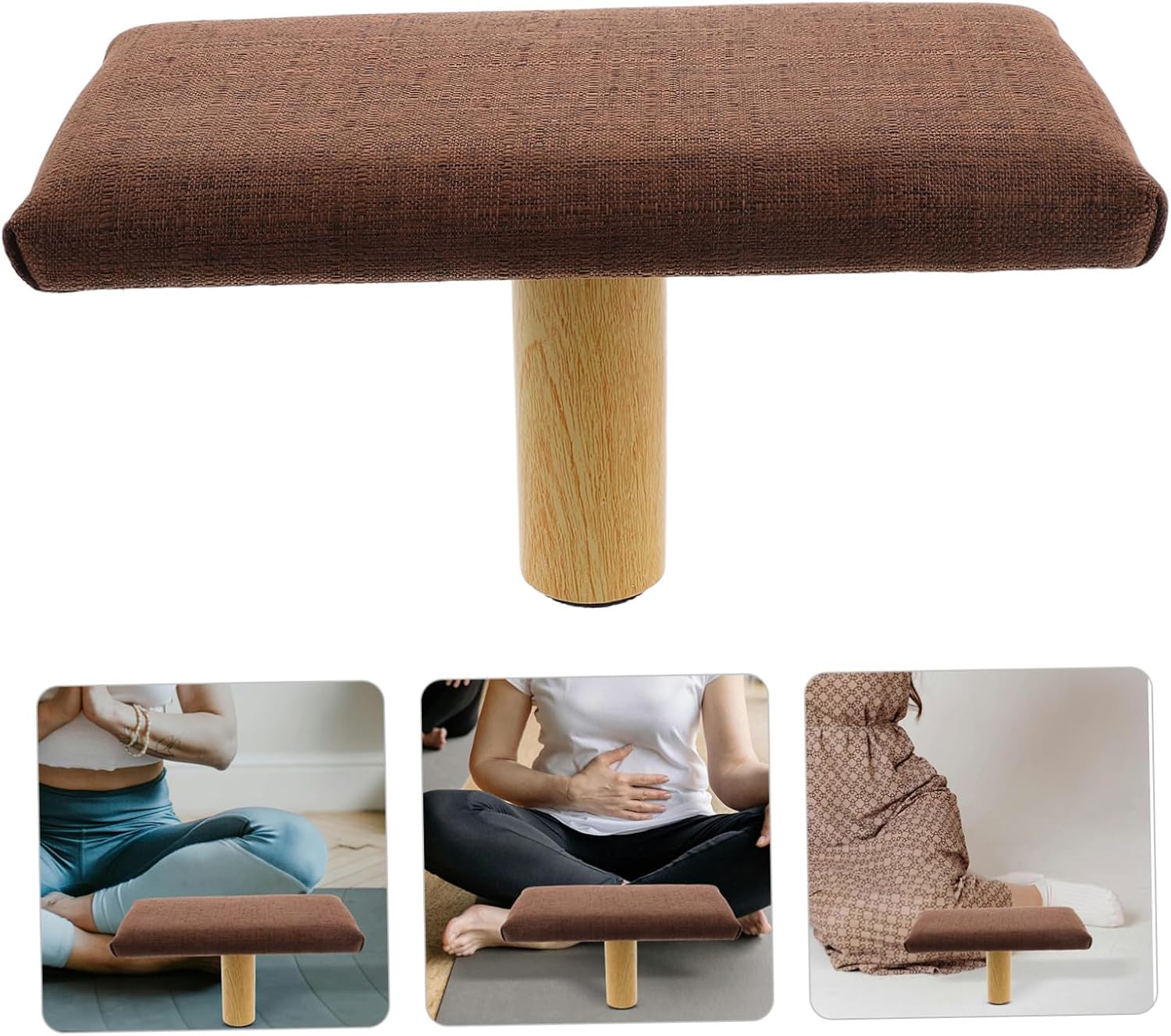 Wooden Kneeling Bench Stool for Meditation and Prayer with Comfortable Sitting Posture and Cotton Cloth Cushion, Natural Elegance for Home Decor or Office Use