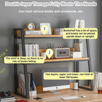 Desk Hutch with Ladder Bookshelf, White Desktop Organizer Shelf for Computer Desk, Dorm Room, Home Office – Large