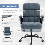 SEATZONE Executive Office Desk Chair High Back Ergonomic Task Chair Computer Faux Fur Chair Home Office Chairs with Lumbar Support, Blue
