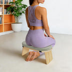 Meditation Benches, Folding Meditation Kneeling Stool with Footpads, Bamboo Sturdy Meditation Chair with Meditation Cushion as Yoga Bench, Prayer Bench, Floor Seat (Green)