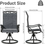 Patio Swivel Chair Set of 2, High Back Textilene Patio Chairs, Swivel Dining Chairs for Outdoor – 360° Swivel Rocker Chair, All-Weather Metal Frame for Porch, Garden, Deck, Poolside (Gray-2, 2PC)