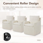 KISLOT Upholstered Dining Chairs Set of 4, Modern Dining Room Chairs with Casters & Washable Cover, Rolling Accent Chair with Hidden Storage for Kitchen, Farmhouse, Living Room, Beige, 4 Box