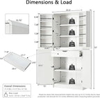 72" Tall Farmhouse Kitchen Pantry Cabinet,Freestanding Food Storage Pantry with 8 Door Shelves & 3 Adjustable Shelves,Hidden Drawer Storage Cupboard for Kitchen Dining Room,White