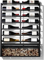 Wine Enthusiast 14-Bottle Gallery Wall Wine Rack with Cork Catcher - Black Powder-Coated Iron Label-Forward Display for 750 mL Bottles, Wall Mounted Bar & Dining Room Décor