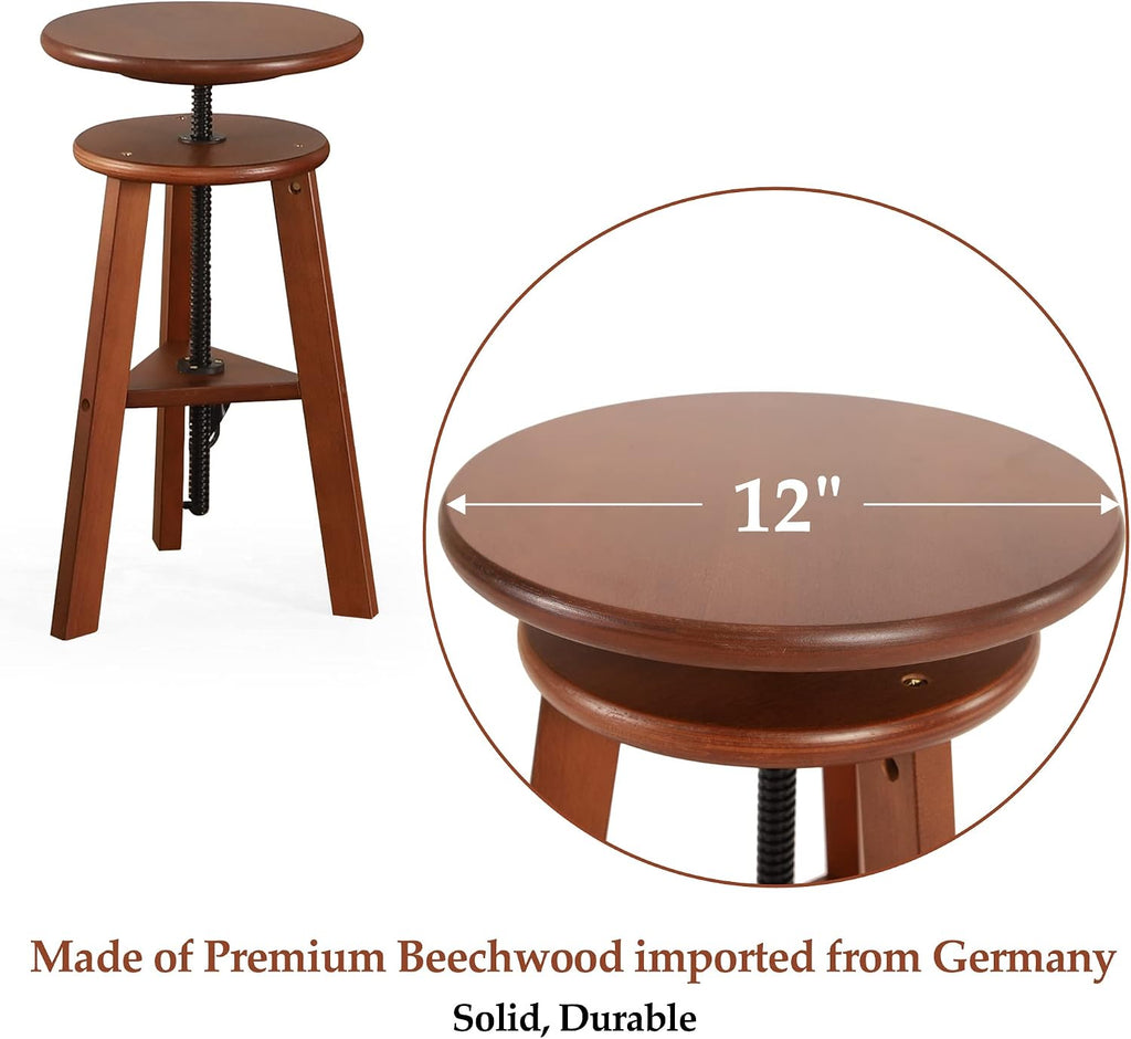 VISWIN Adjustable Drafting Stool, Beech Wood, Artist Stool Chair, Supports Up to 176 Lbs, for Artists, Studio, Home Use, Office, Kitchen, Walnut