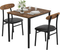 Yumori Dining Table Set for 2, Wood Square Table with 2 Upholstered Chairs for Kitchen and Dining Room, Space Saving (Rustic Brown)