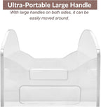 Acrylic Record Holder - Modern Vinyl Record Storage Box, LP Record Organizer, Clear Lucite Record Case with Handles, Album Record Display Bin, Holds up to 35-45 Records
