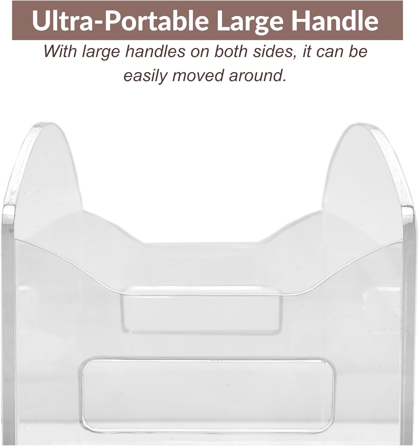 Acrylic Record Holder - Modern Vinyl Record Storage Box, LP Record Organizer, Clear Lucite Record Case with Handles, Album Record Display Bin, Holds up to 35-45 Records