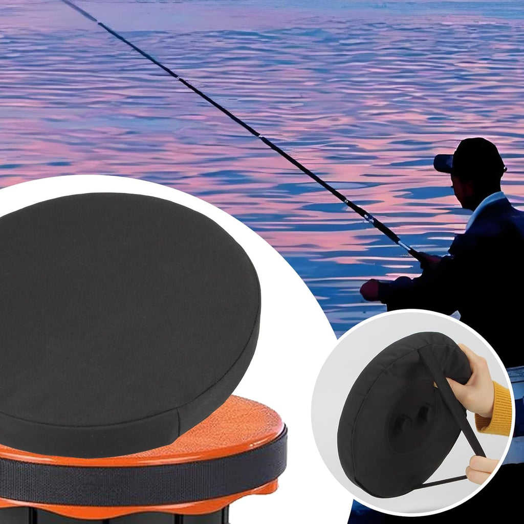 Telescopic Stool Cushion with Memory Foam, Round Thickened Collapsible Stool Chair Pads, Retractable Folding Stool Cushion with Elastic Strap, Fits Round Retractable Folding Stools, 1 Pack