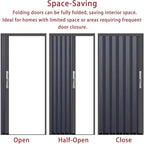 Accordion Door Interior Folding Door with Lock and Key, Kitchen Privacy Door, Home Bedroom Accordion Door Screen, Aluminum Alloy Telescopic Folding Doors Fits 22to 80 Inch Openings (65x82in,A)