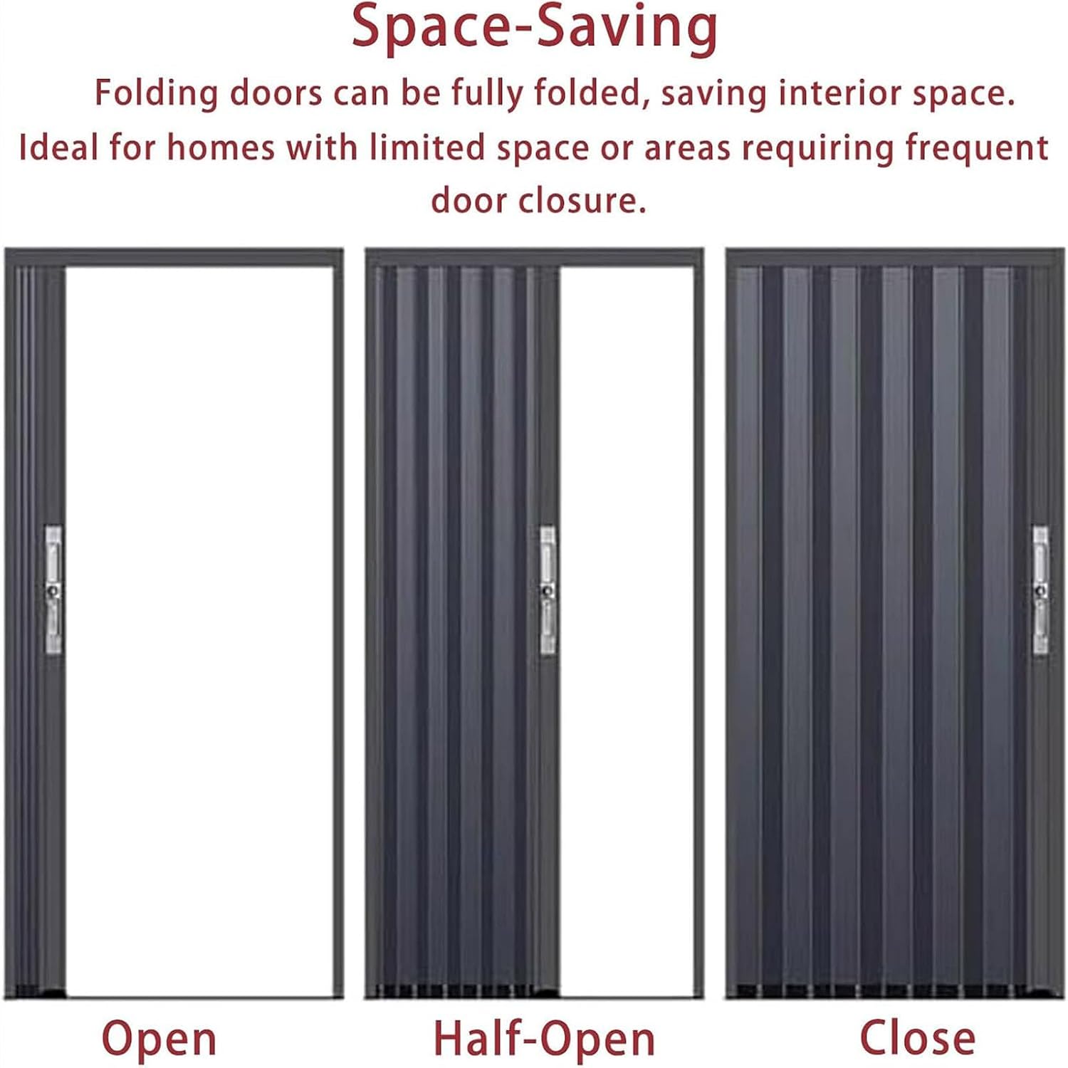 Accordion Door Interior Folding Door with Lock and Key, Kitchen Privacy Door, Home Bedroom Accordion Door Screen, Aluminum Alloy Telescopic Folding Doors Fits 22to 80 Inch Openings (65x82in,A)