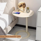 C Shaped Metal Side Table Round Accent Table,Small Sofa or Bedside Table for Living Room, Bedroom, Small Spaces(23.6″W×29″H, Green B)