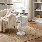 Sculptural Swan Head Side Table, Artistic Animal End Table with Faux Marble Top, Modern Accent Table for Living Room, Unique Home Decor Gift for Housewarming, 19.69" W x 25.5" H