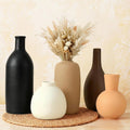 Modern Ceramic Vase Set 5, Small Flower Vases Home Shelf Decor for Centerpiece Farmhouse Fresh Flowers, Table Living Room Kitchen Bedroom Decoration for Holidays, Wedding, Birthday(Black Beige Mix)