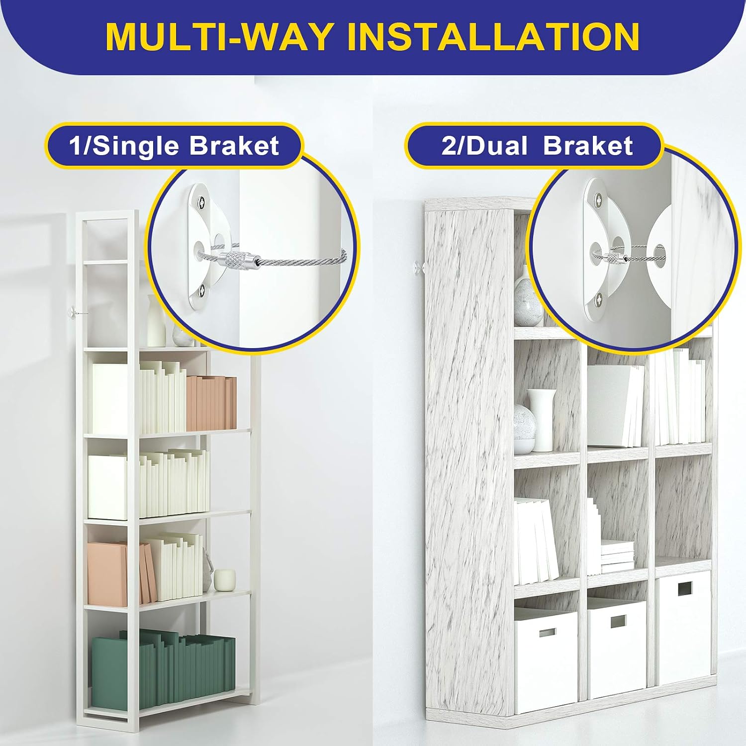 4our Kiddies Furniture Anchors (10 Pack), Furniture Straps for Baby Proofing, Secure 400 Pound Furniture to Wall Prevent Falling, Anti Tip Earthquake Straps for Child Safety (White)