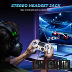 Puiseno Wireless Controller for PS-4, Dual Vibration Game Joystick/Motion Sensing/Touchpad/Speaker/3.5mm Audio Jack Headphone, Upgraded Six-Axis Sensor, Compatible with PS4/Slim/Pro Console/PC (WHITE+BLACK)
