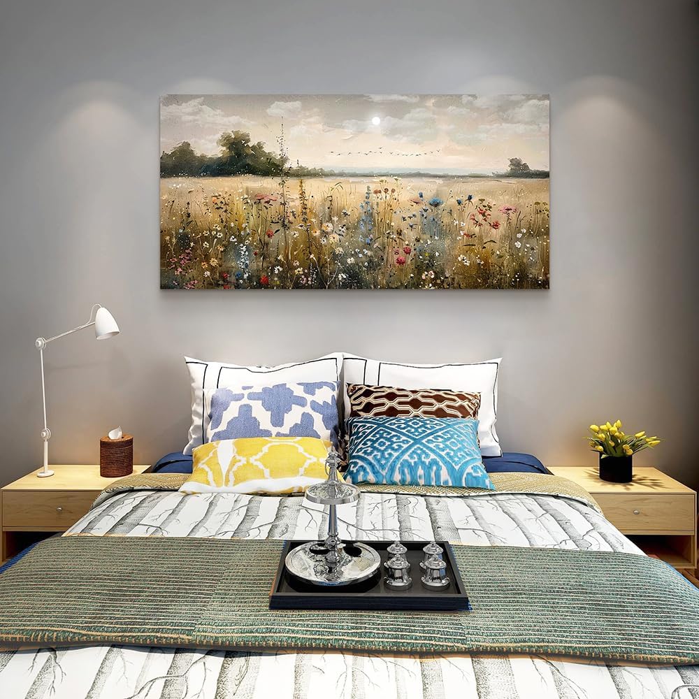 Wapluam Wall Decor For Living Room Canvas Prints Wall Art Bedroom Office Decoration Vintage Abstract Painting Rural Natural Landscape Pictures Artworks Ready To Hang Farmhouse Aesthetic Home Decor