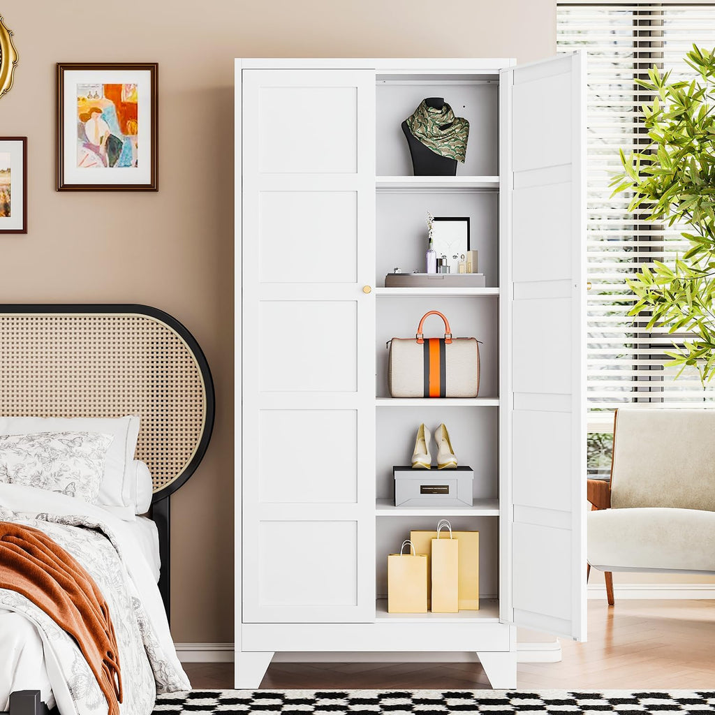 Letaya 72" H Metal Storage Cabinet with 2 Doors and 4 Shelves,Tall Kitchen Pantry Cabinets,Utility Pantry Organizers for Cupboard/Dining/Bathroom/Home Office/Garage (Black, 72" H x 18" D x 33.5" W)
