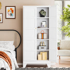 Letaya 72" H Metal Storage Cabinet with 2 Doors and 4 Shelves,Tall Kitchen Pantry Cabinets,Utility Pantry Organizers for Cupboard/Dining/Bathroom/Home Office/Garage (Black, 72" H x 18" D x 33.5" W)