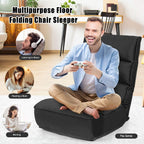 DORTALA Foldable Floor Chair for Adults, Memory Foam Gaming Chair w/ 5-Position Adjustable Head and Back Support, Indoor Seat for Bedroom, Living Room, Gaming Room, Black