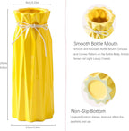 Disoza Ceramic Vase for Home Decor Yellow Flowers 9.5" H x 3.9" W Modern Flower Vase for Pampas Grass Dried for Living Room Decorations Porcelain Tulip Vases for Table Kitchen Decor