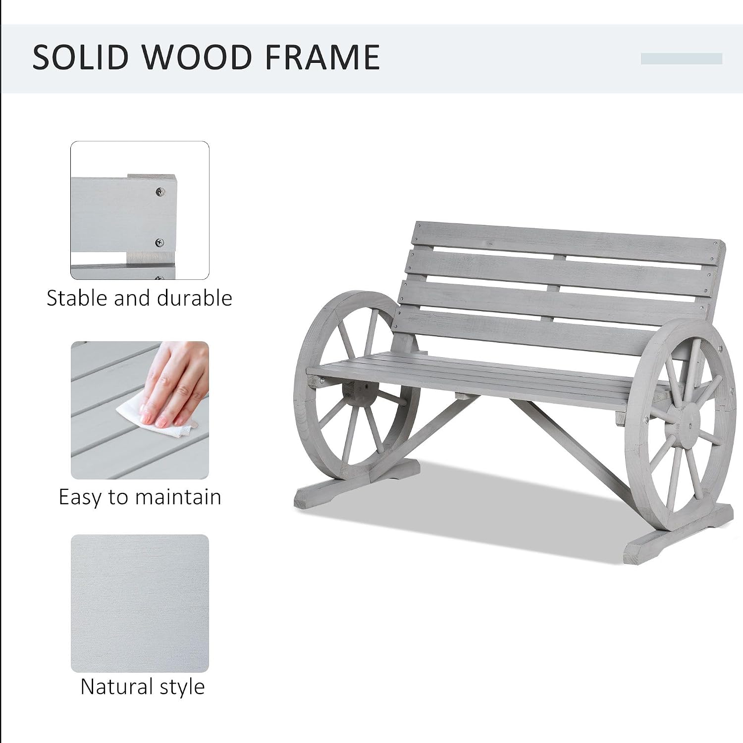 Wooden Wagon Wheel Bench