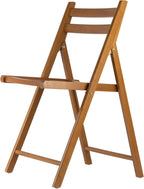 Winsome Robin Folding Chair Set of 4 in Teak, Convenient & Lightweight Portable Kitchen & Dining Chairs for Small Homes & Apartments, Indoor & Outdoor Foldable Seating