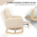 Nursery Rocking Chair, Polyester Upholstered Glider Chair with Footrest, Comfy Rocker Chair, Accent Chair with High Backrest, Glider Rocker, Armchair for Living Room (Beige Teddy)