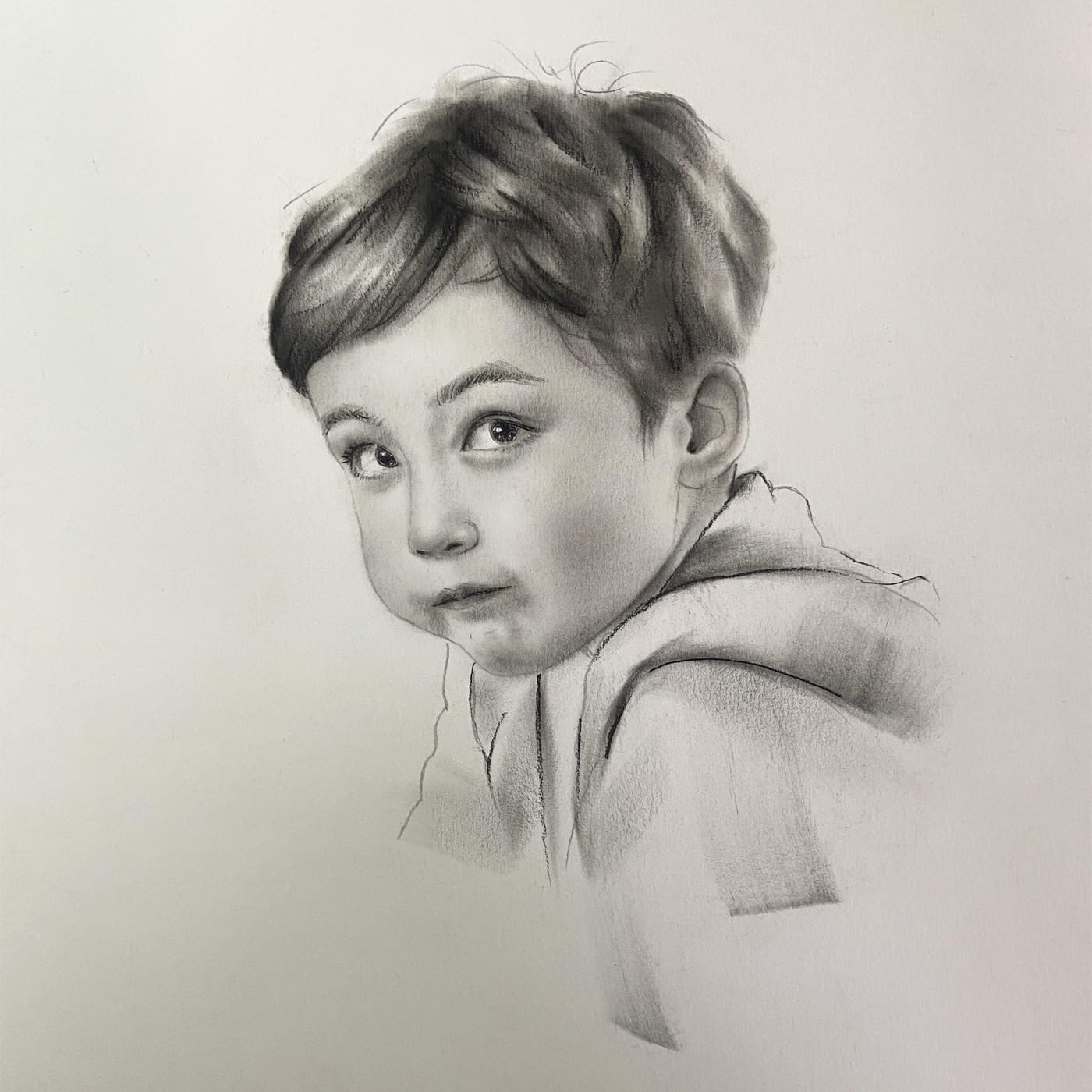 Custom Pencil Sketch Portrait from Photo Personalized Hand Drawn Realistic Art Pet Portrait Original Oil Painting Family Couple Gift for Wedding Anniversary Birthday (10X12in 1people)