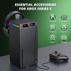 Auto Cooling Fan for Xbox Series X with LED Temperature Display & 9 RGB Lighting Modes, Smart Thermally-Adjustable Cooling System for Xbox Series X, Separate Cooler&Light Switch, Headset Hook,USB Port