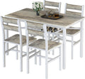 Hooseng Dining Table Set for 4, Wood Kitchen Table Chairs Set with Storage, Farmhouse 5 Piece Dining Room Table Set, Space-Saving Dinette Set for Breakfast Nook, Apartment