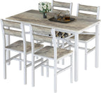 Hooseng Dining Table Set for 4, Wood Kitchen Table Chairs Set with Storage, Farmhouse 5 Piece Dining Room Table Set, Space-Saving Dinette Set for Breakfast Nook, Apartment