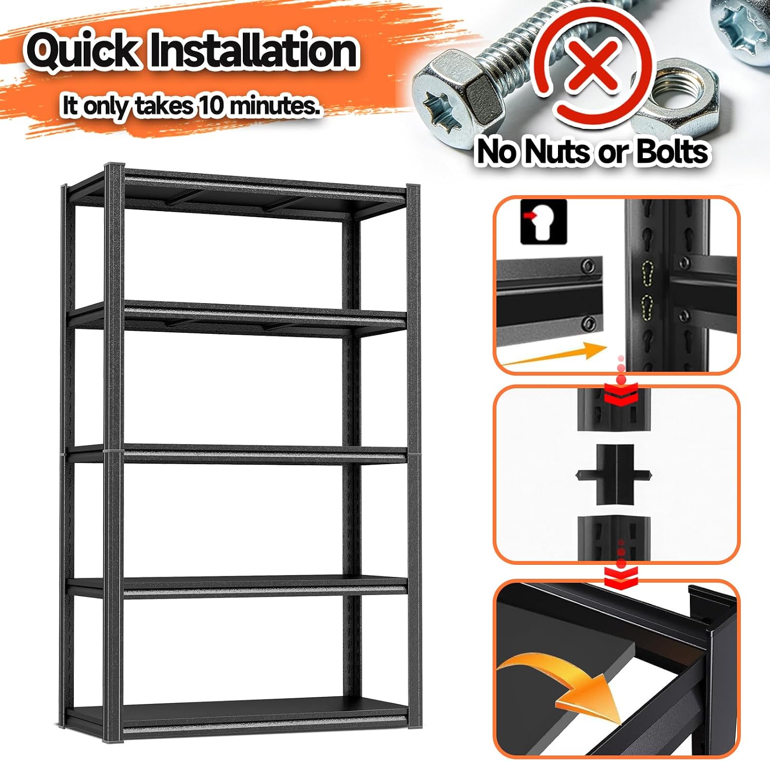 PRESTELION 5-Tier Adjustable Bakers Rack, 2000 lbs Capacity All-Steel Standing Kitchen Shelf, 39.4" L x 15.7" W x 72" H - Microwave Stand with Storage for Kitchen, Living Room, Dining Room