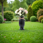 Grave Vases for Cemetery with Metal Spikes and Drainage Holes,Cemetery Vases for Headstones Memorial Gifts Loss of Loved One (Black)