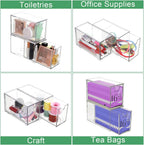2 Pack Tea Bag Drawers Organizer - Clear Plastic Drawer Tea Bag Holder; Stackable & Portable, Wider Size, Well-Organized Storage for Tea Bags & Kitchen Essentials