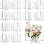 60pcs Glass Vase Cylinder Vases for Centerpieces 4,6,7.5,8,10 Inch Tall Small Flower Glass Vases Home Decor Centerpiece Table Clear Flower Vase Decorations for Wedding＆Holiday