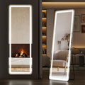 Full Length Mirror with LED Lights, 65x21 Inch Lighted Floor Mirror with Dimmer & 3 Color Modes, Standing Full Body Mirror for Bedroom or Dressing Room, White