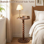 Small Round Side Table, C Table End Tables for Sofa, Sofa Round Tables for Living Room Study and Small Spaces (Walnut)
